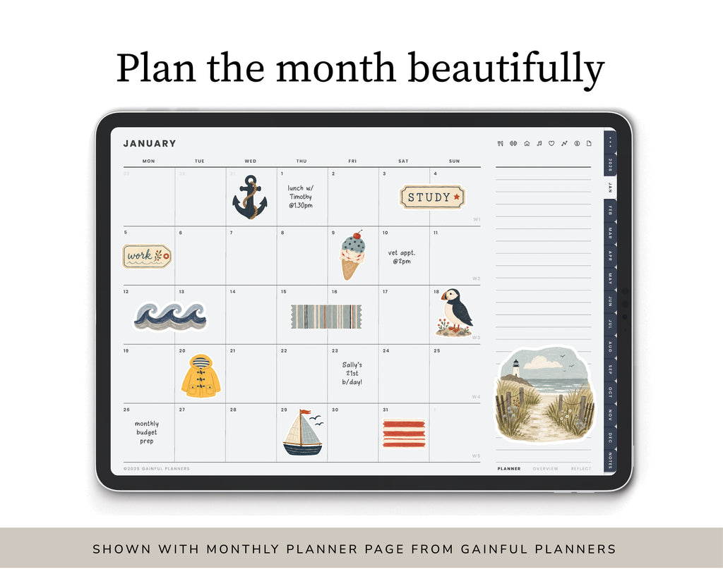 Pastel Portrait Digital Planner 2026 | iPad | Gainful Planners