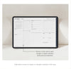 Calendar app interface on a tablet with a minimalistic design