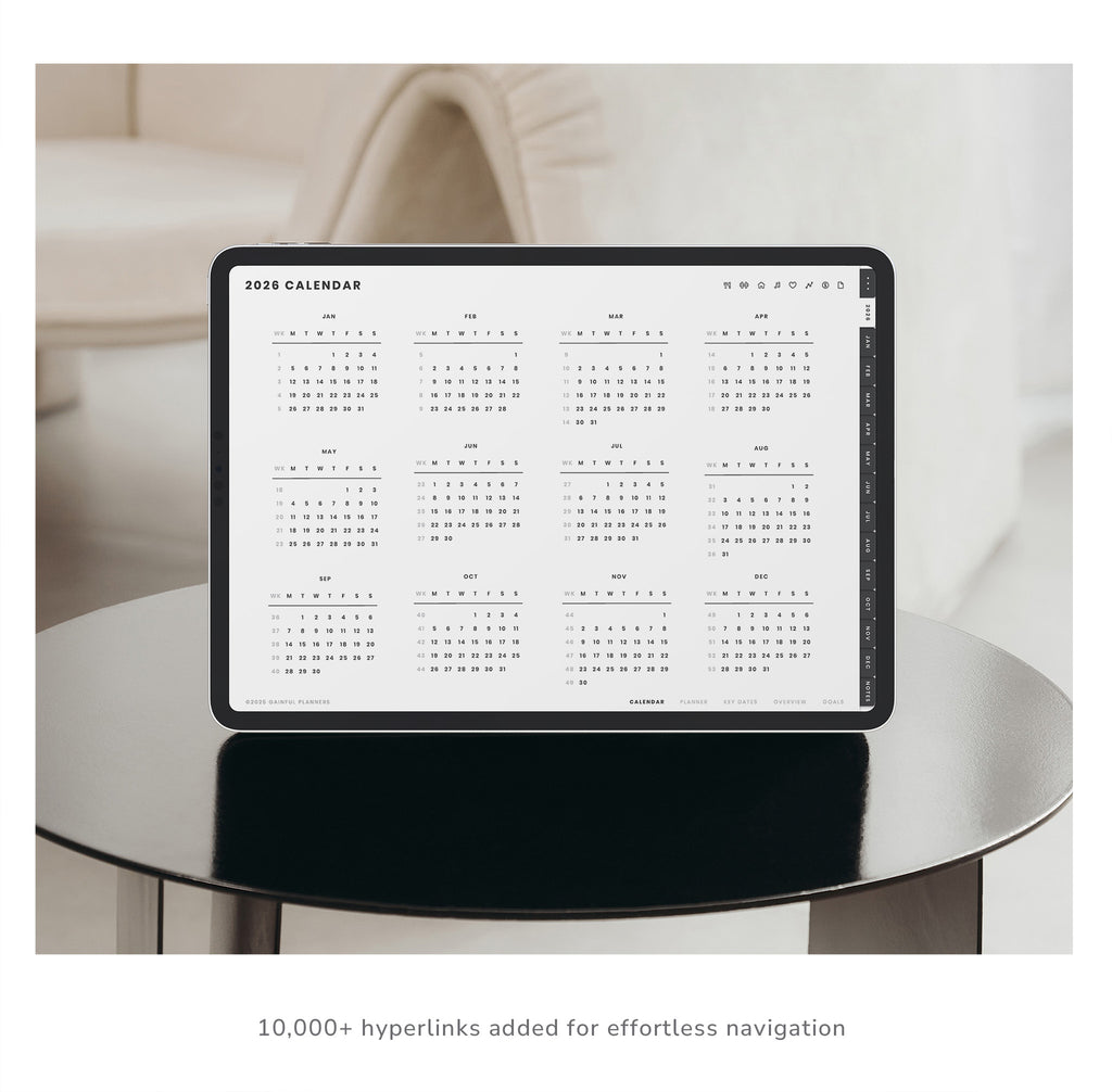 Calendar on a digital device with a blurred background