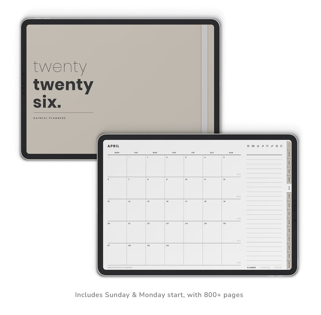 Neutral Landscape Digital Planner 2026 | Minimal Style | Gainful Plann