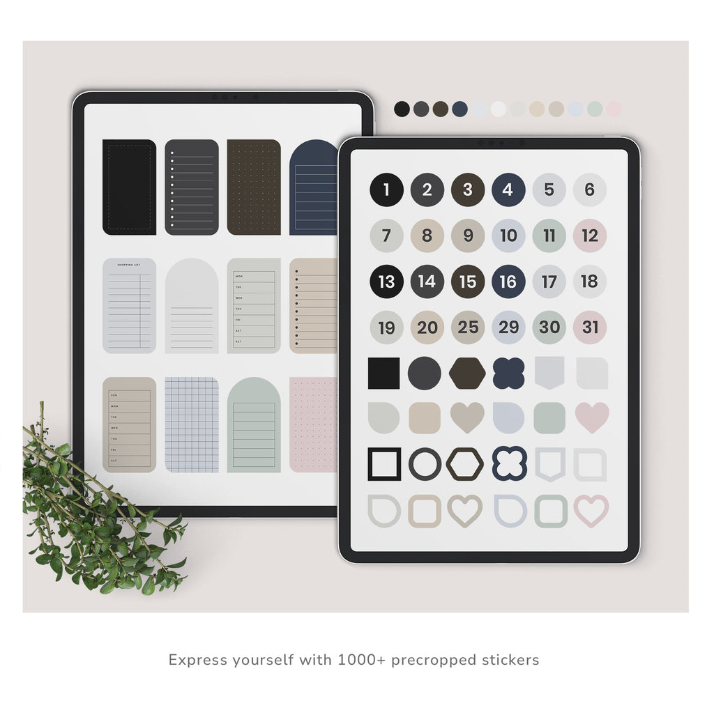 Two sheets of pre-cropped stickers with various designs on a light surface.