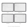 Four different daily page layouts of a planner on a white background.