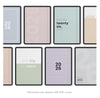 Collection of pastel planner covers with text and design elements on a white background