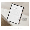 Planner with customizable note paper templates on a white surface