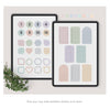 Two sheets of pre-cropped stickers with various shapes and patterns on a light background.