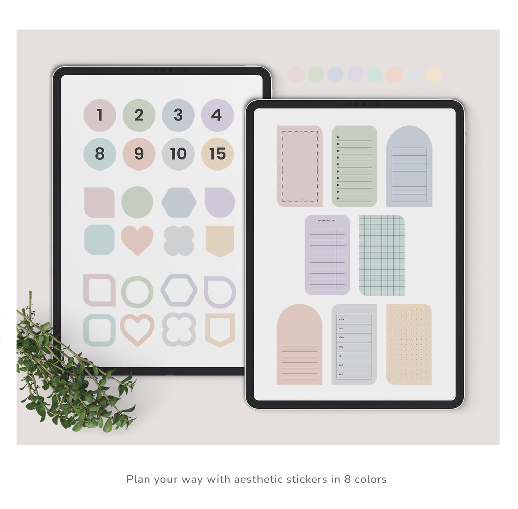 Two sheets of pre-cropped stickers with various shapes and patterns on a light background.
