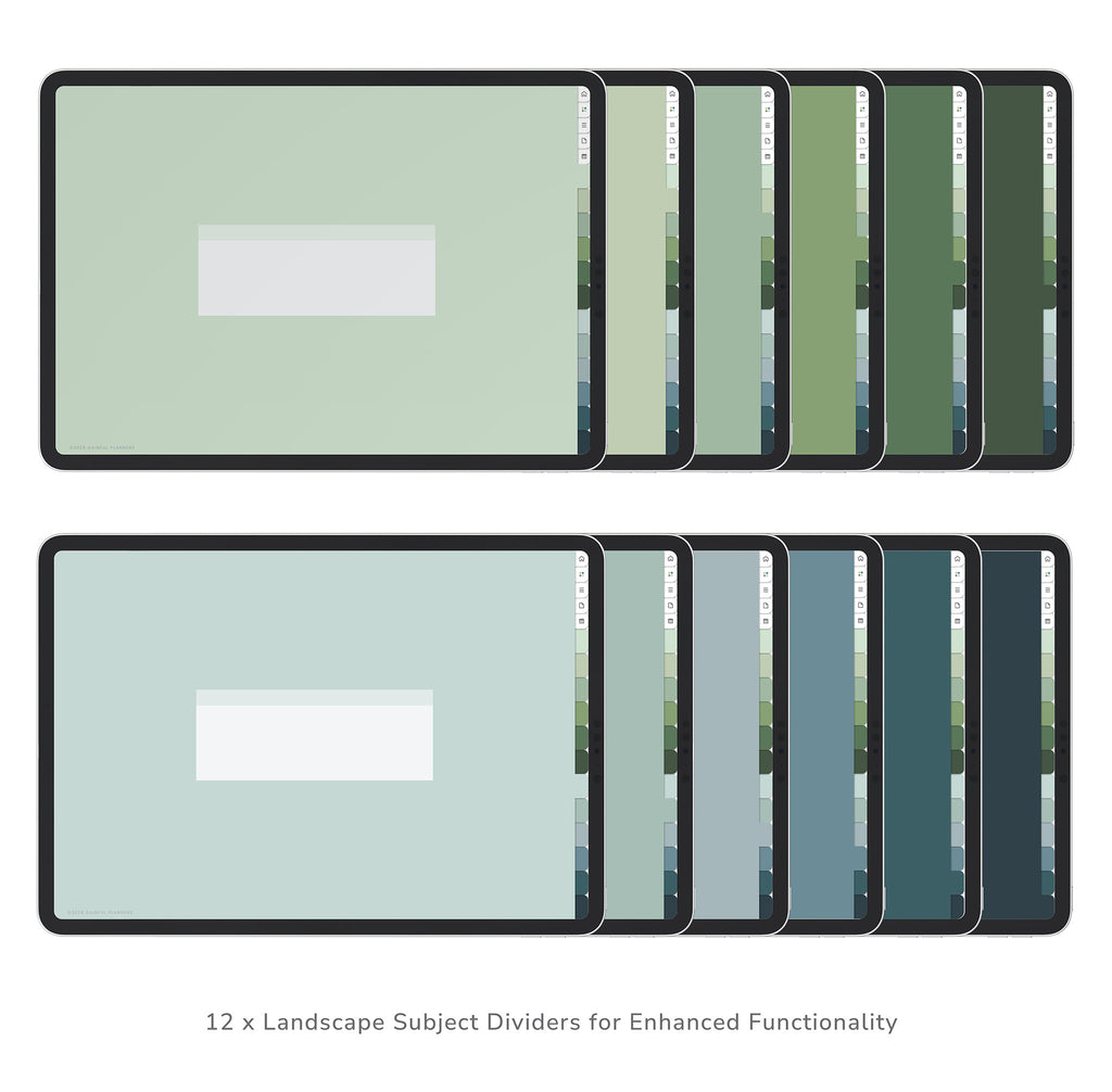 Set of landscape subject dividers with labels on a white background