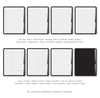 Various notebook templates displayed with different layouts on a white background.